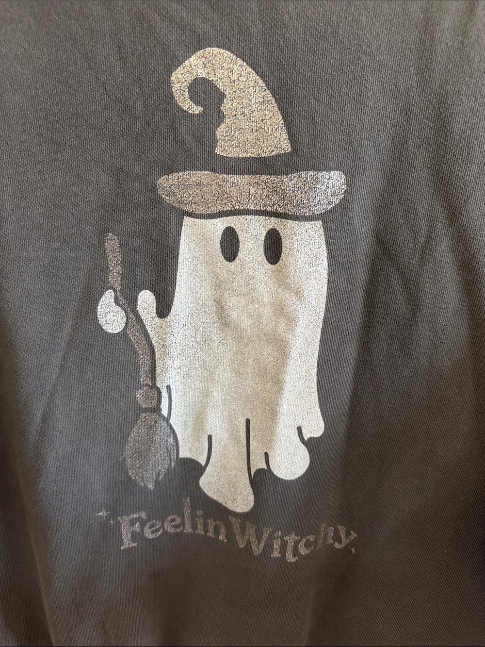 Aerie Feelin’ Witchy Ghost Halloween Sweatshirt Charcoal XXS - Picture 4 of 6